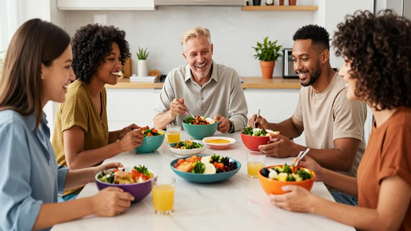 Diversos grupos disfrutan de almuerzos saludables