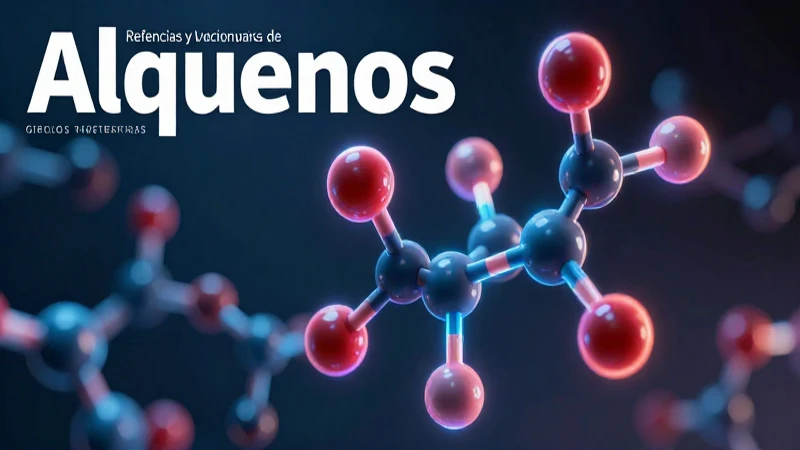 Estructura molecular de alquenos con estilo académico y cinemático