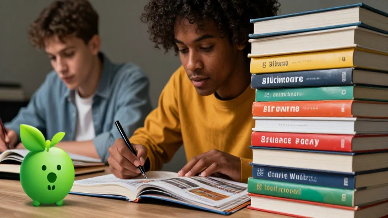 Ahorra dinero y tiempo alquilando libros de texto: las Conoce opciones 3 Estudiante concentrado con libros vibrantes