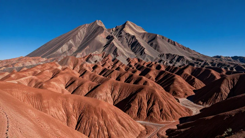 Vast plateau under sharp mountains, cinematic and vibrant