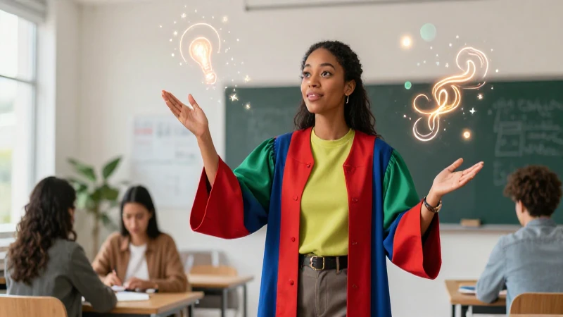 Educador moderno vibrante, lleno de inspiración