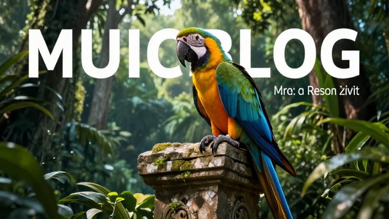 Macaw vibrante sobre piedra antigua, estilo educativo