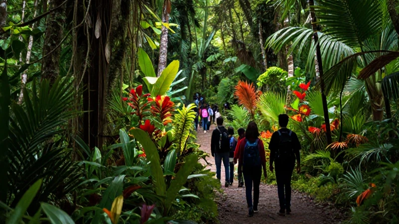 Rica selva mexicana con grupo explorando