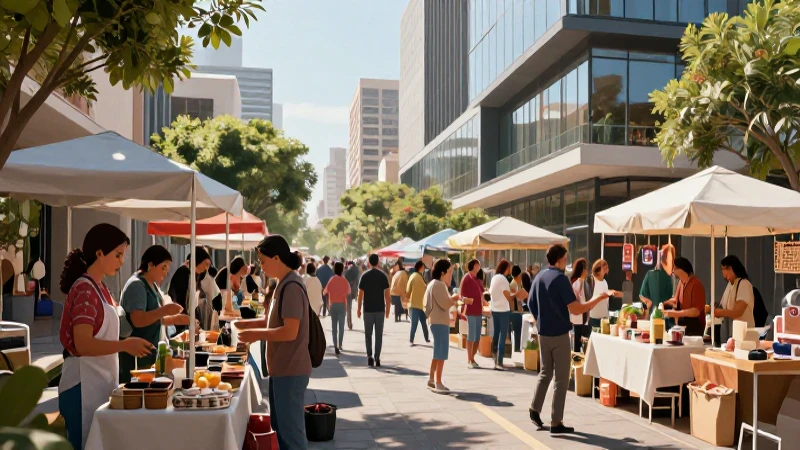 Mercado mexicano dinámico, arte conceptual detallado