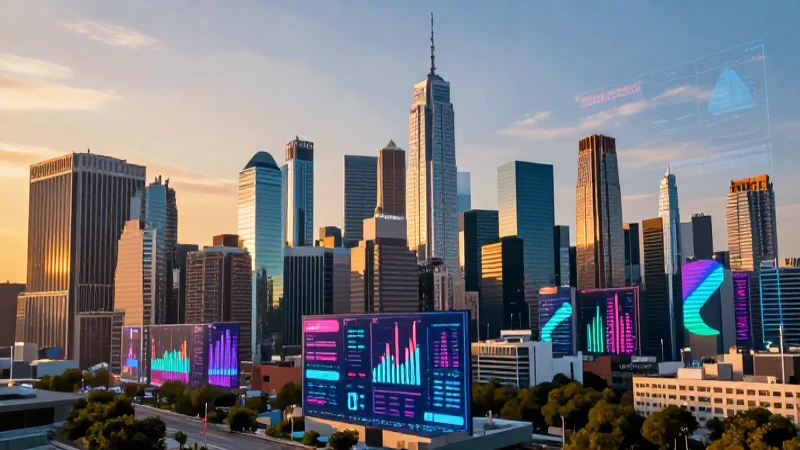 América del Norte: Países y Características Esenciales 7 Skyline moderno con datos digitales vibrantes
