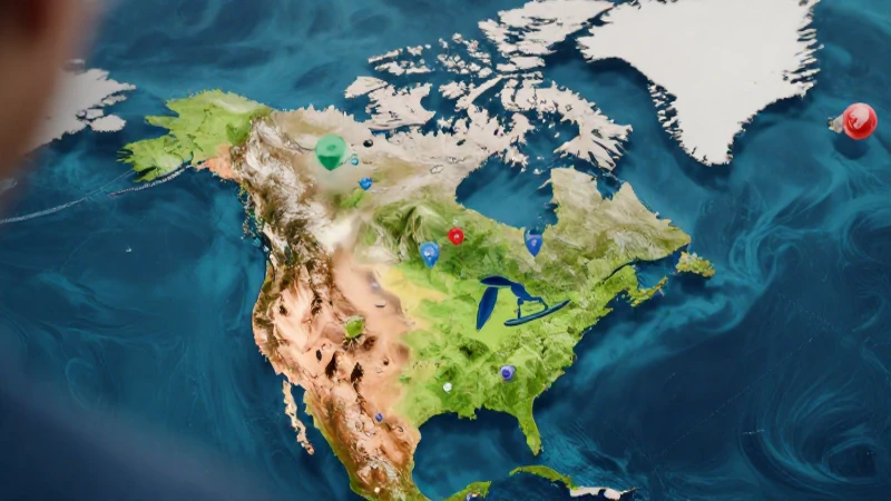 América del Norte: Países y Características Esenciales 9 Ilustración dinámica de mapa de Norteamérica