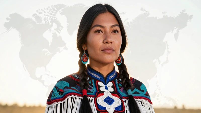 América del Norte: Países y Características Esenciales 8 Retrato editorial vibrante de mujer indígena