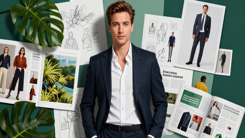 Hombre elegante y dinámico en estética de revista premium