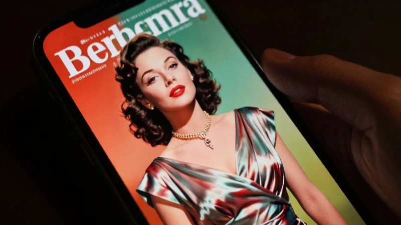 Glamour antiguo contrasta con el smartphone moderno
