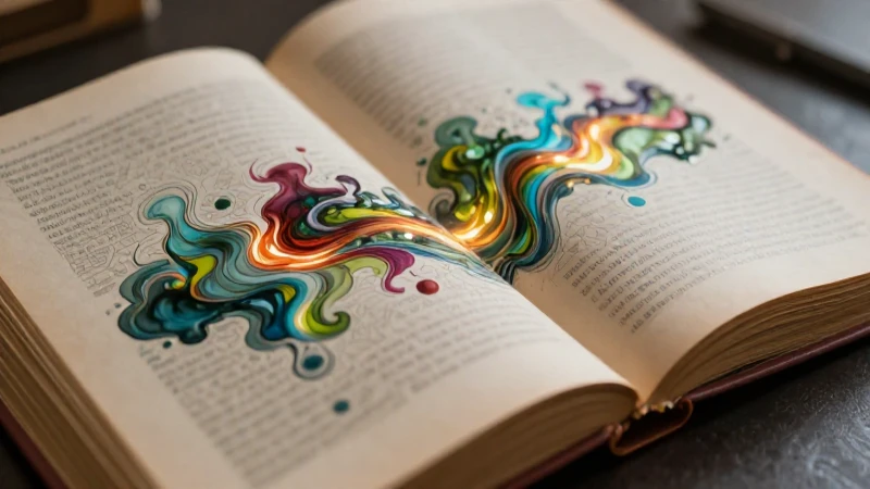 Anáfora: Ejemplos Clave para Entender su Uso en Literatura 5 Tinta vibrante y libro antiguo, ilustración impactante