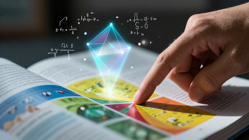 Libro moderno y fórmulas holográficas flotando