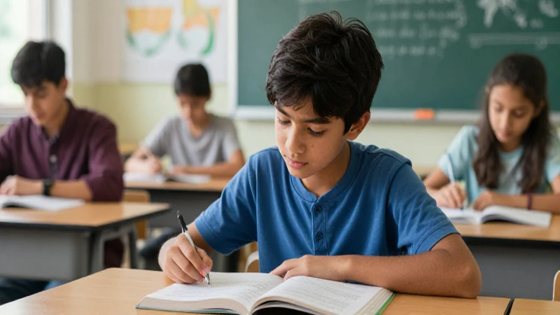 Joven estudiante enfocado en clase colaborativa