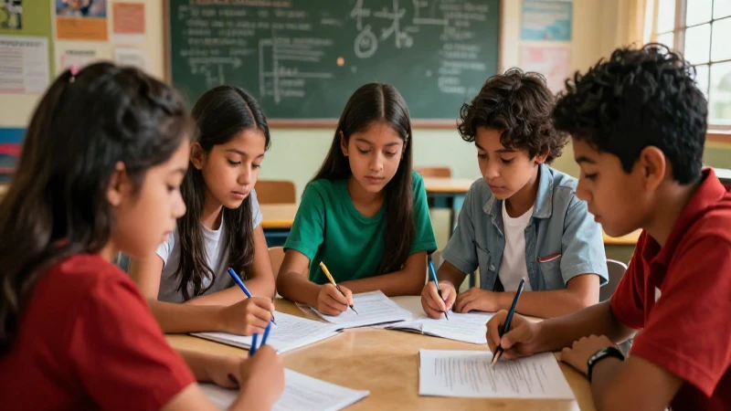 Estudiantes mexicanos colaborando con estilo vibrante