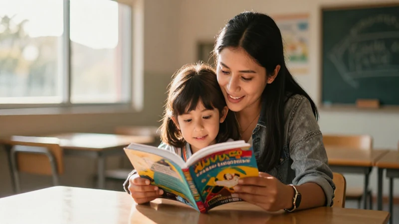 Familia aprendiendo a leer y comprender
