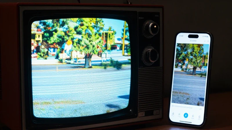 TV antigua proyectada en smartphone con estilo mexicano