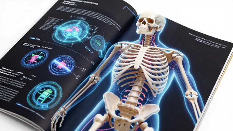 Esqueleto humano vibrante y holográfico