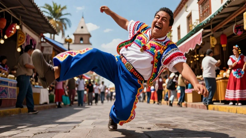 Hombre mexicano cae cómicamente en mercado