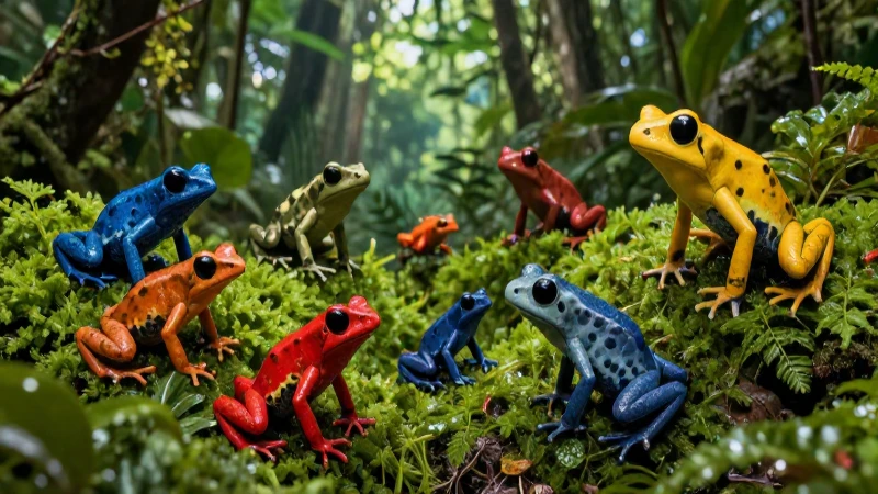 Anfibios coloridos en exuberante selva mexicana