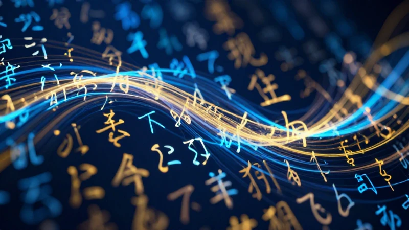 Composición abstracta con letras digitales vibrantes