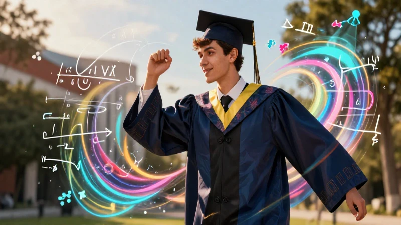 Graduado brillante con diseño académico dinámico