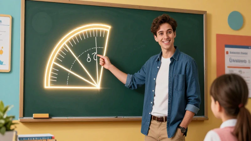 Educador explica ángulos con diagrama geométrico moderno