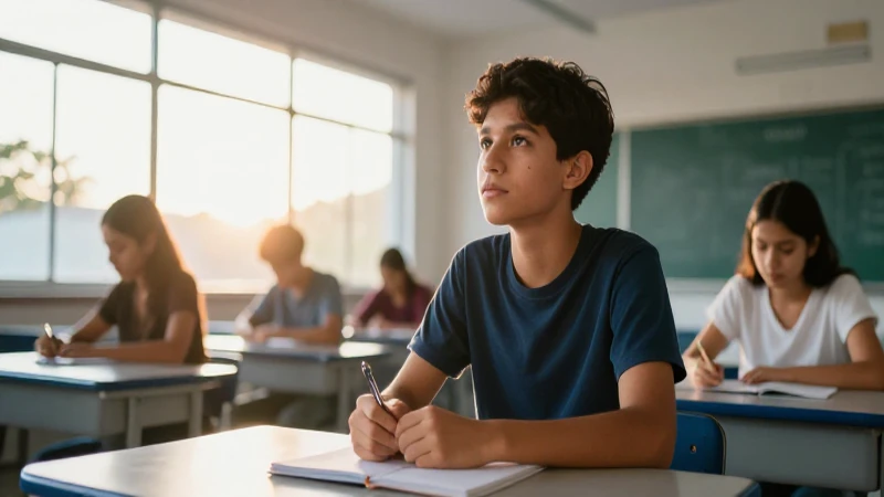 Estudiante mexicano bajo luz matutina cinematográfica