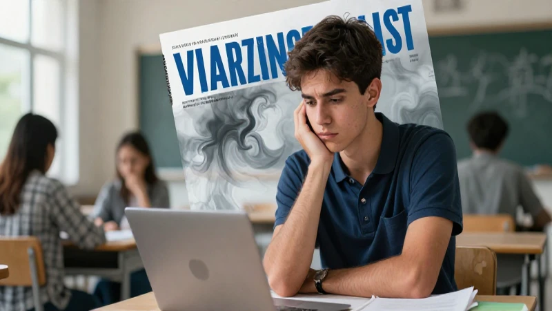 Revista educativa profesional con estudiante y ambiente dramático