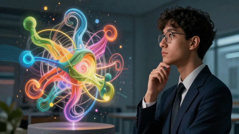 Estudiante contempla conocimiento abstracto y brillante