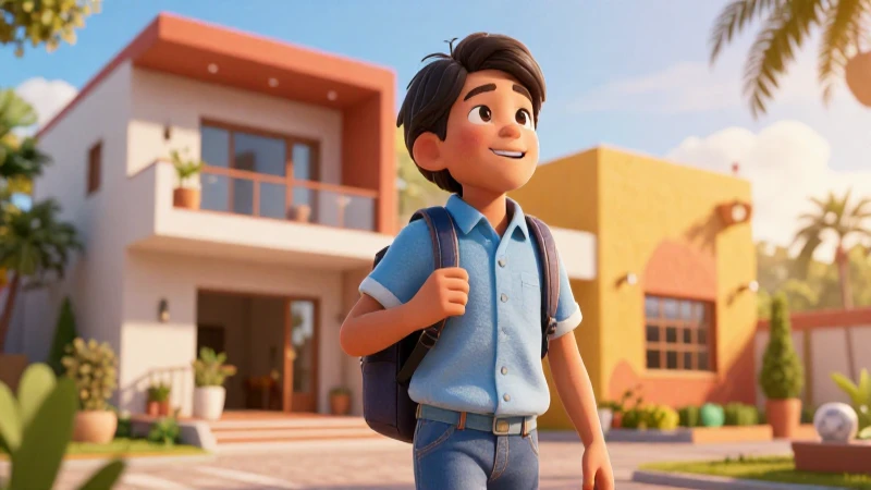 Niño alegre aprendiendo en casa mexicana