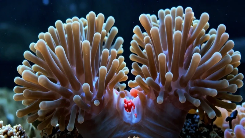 Anémonas de coral vibrantes se dividen en clones
