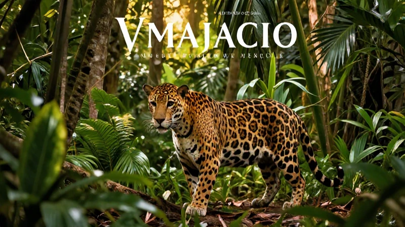 Jaguar real en selva tropical con luz dorada