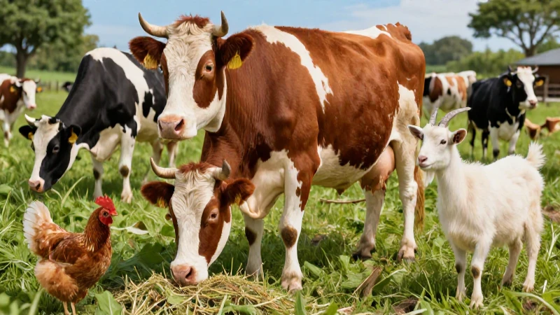Ilustración detallada de animales de granja