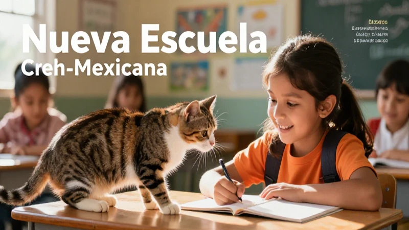 Cariño felino en el aula escolar