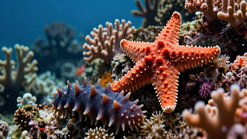 Estrella de mar vibrante en arrecife tropical ultra detallado