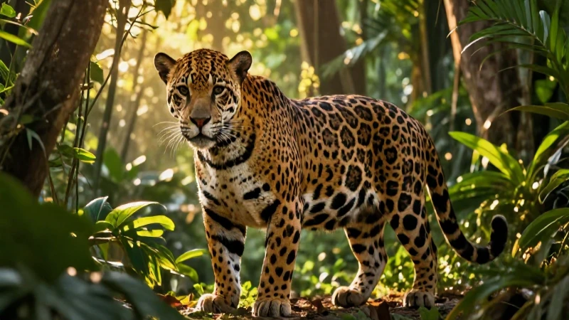 Jaguar en la jungla mexicana al atardecer