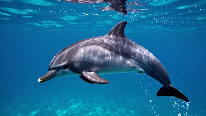 Delfines saltando en un vibrante mar azul