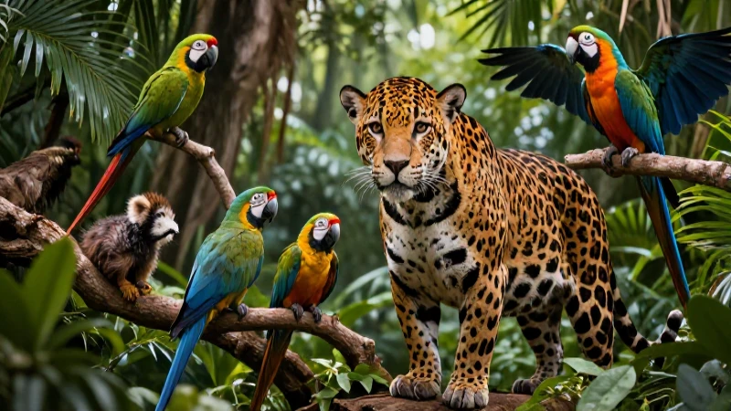 Animales: definición y concepto de su importancia vital 7 Jaguar y guacamaya en ecosistema mexicano