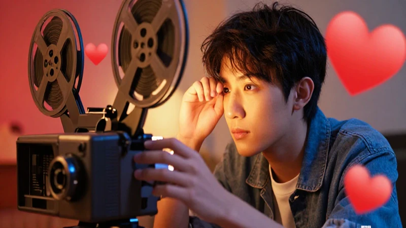 Joven contemplativo bajo brillo cinematográfico