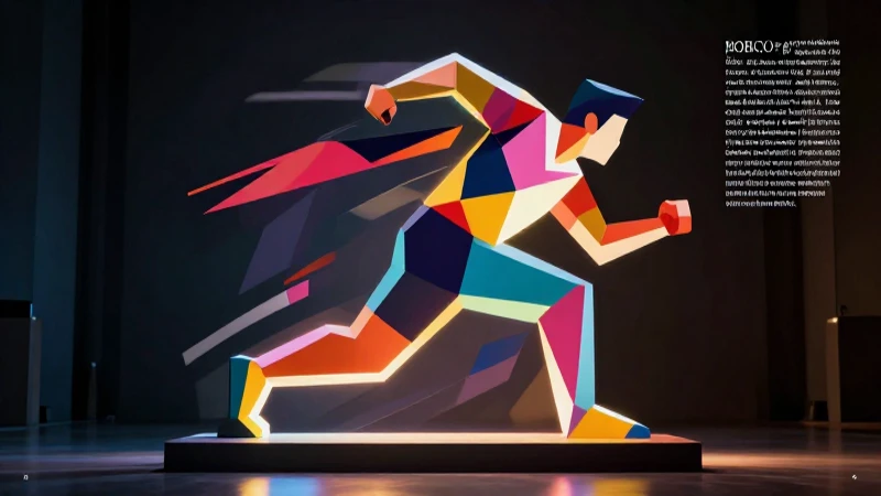 Escultura abstracta del atleta en movimiento