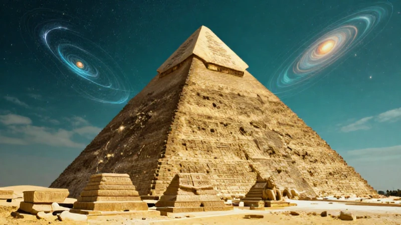 Antiguas civilizaciones: etapas, culturas y características 7 Pirámide egipcia y glifo maya futurista