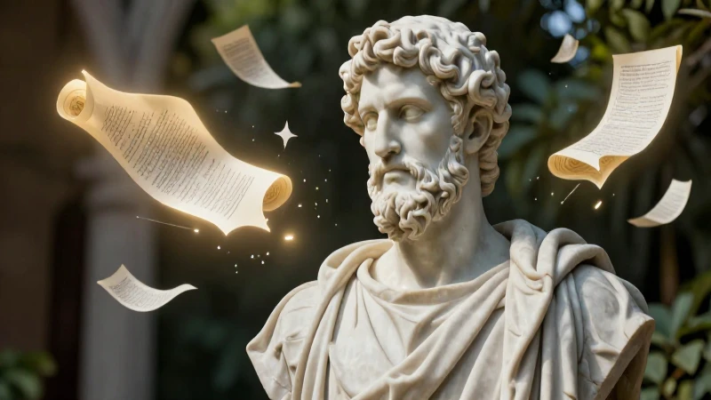 Filósofo contemplativo con ideas iluminadas