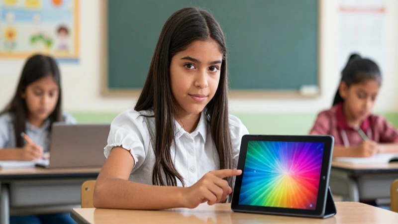 Renata, estudiante mexicana, aprende digitalmente en su aula