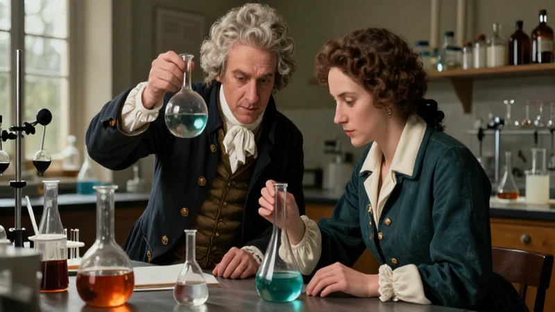 Antoine Lavoisier: Vida, Experimentos y sus Características 4 Lavoisier y Paulze en su laboratorio químico