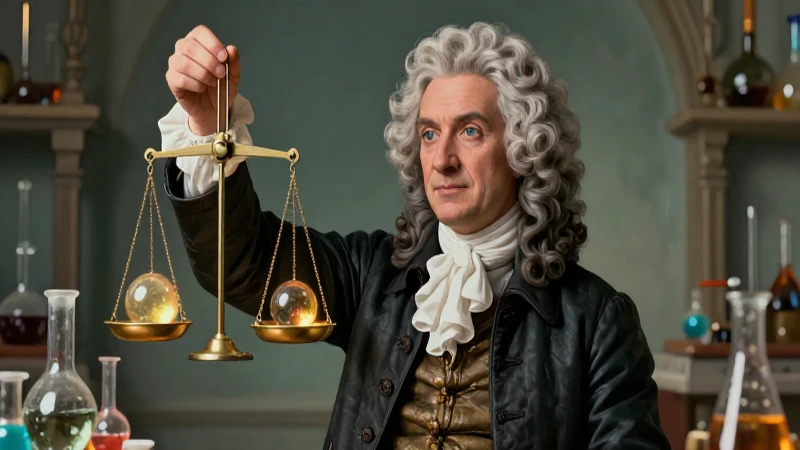 Antoine Lavoisier: Vida y logros del padre de la química moderna 3 Lavoisier, científico ilustrado, sosteniendo balanza y químicos