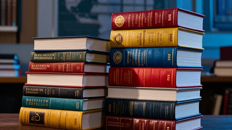 Libros académicos elegantes con iluminación dramática