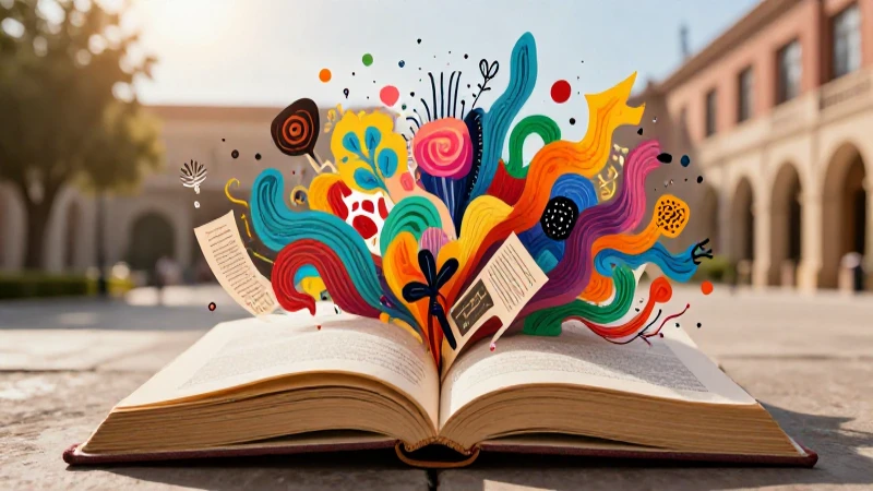 Arte vibrante en libro académico antiguo