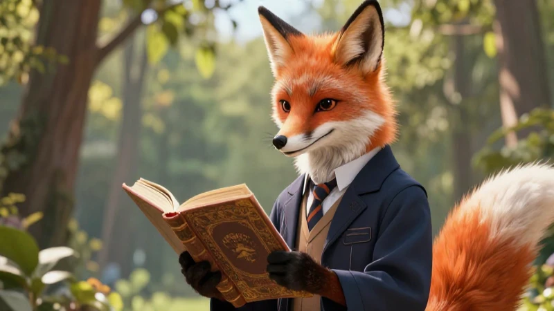 Zorro académico con libro realista