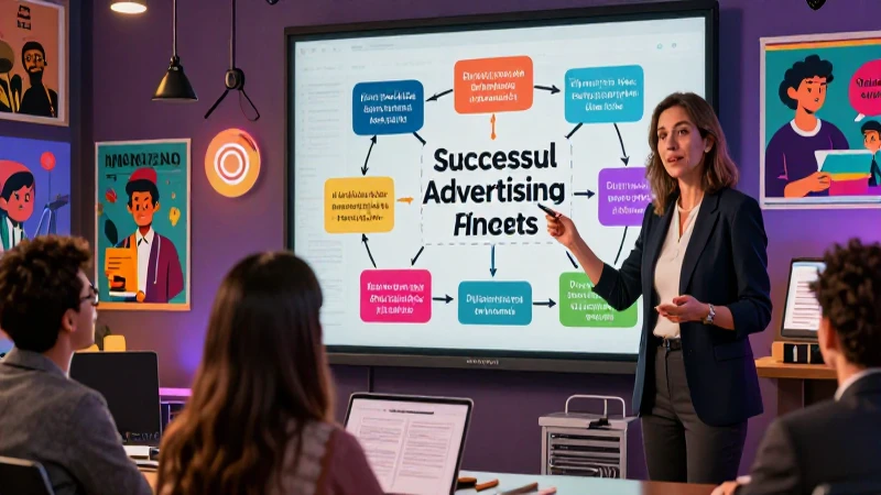 Anuncios publicitarios: características y partes esenciales 5 Profesor explica diagrama de éxito publicitario