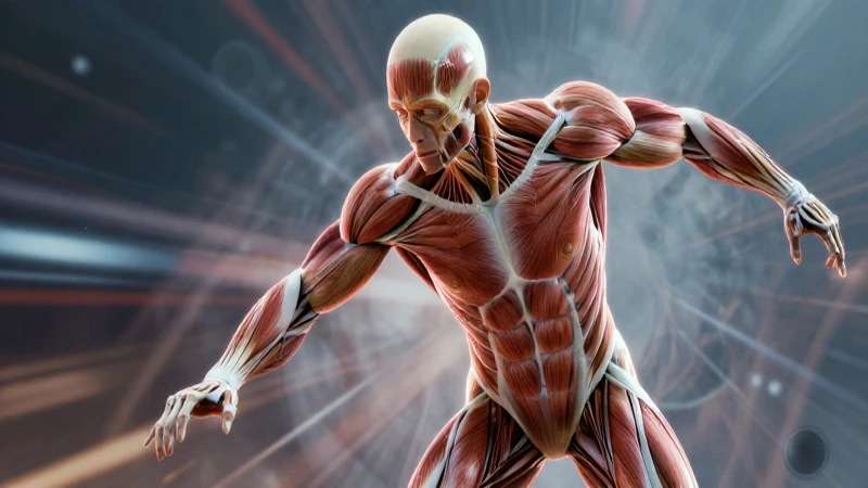 Figura atlética vibrante con anatomía detallada