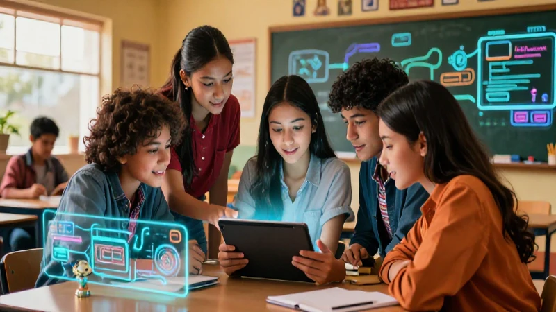 Estudiantes mexicanos colaboran en tablet brillante
